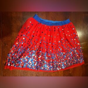 Cat & Jack Red Tulle Skirt with Blue Sequin Waistband